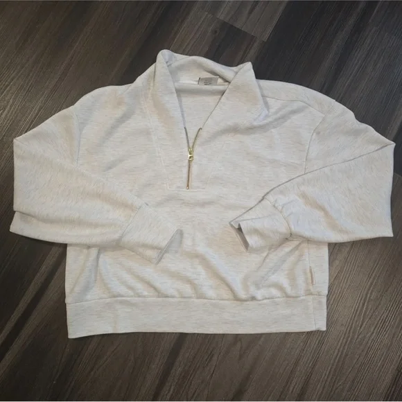 VARLEY Hawley Half-Zip Sweat Shirt, Ivory Marl xxs - Picture 2 of 4